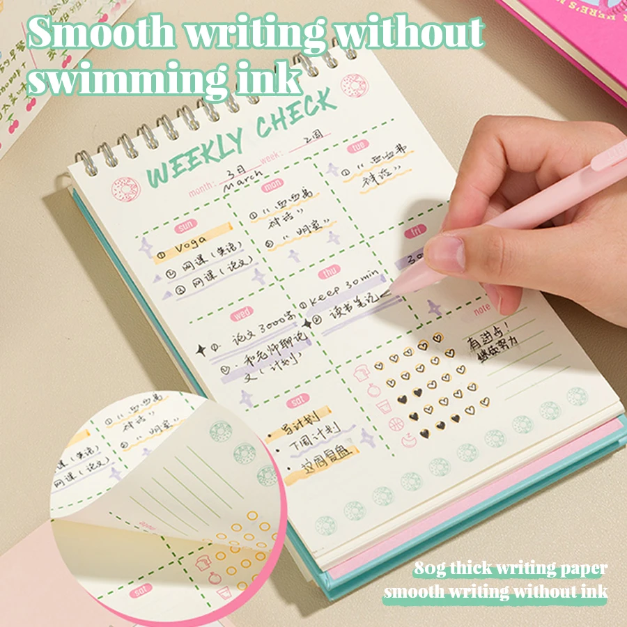 Cute Planner Notebook Time Management Schedule Book Coil Book Notepad Ins Student Stationery School Office Supplies