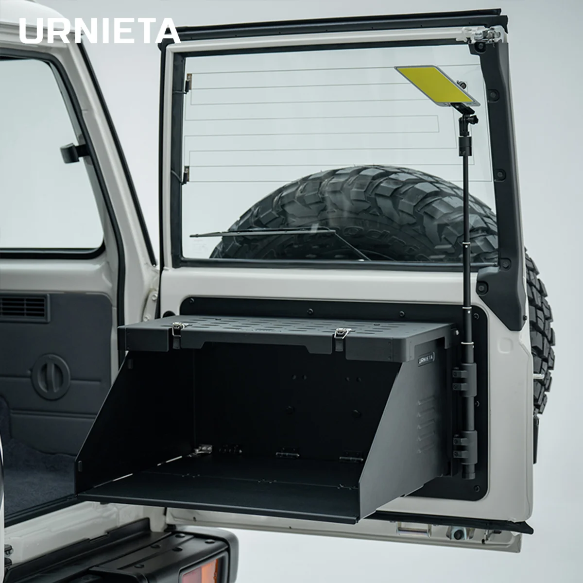 URNIETA Aluminum Magnesium Alloy Tailgate Foldable Table with Camping LED Light,for Toyota Land Cruiser 70 Series LC71/LC76/LC78