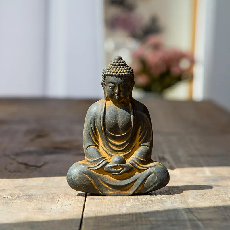 Chinese Zen Great Sun Tathagata Buddha Statue Desktop Home Living Room Decoration Vintage Craft Ornament