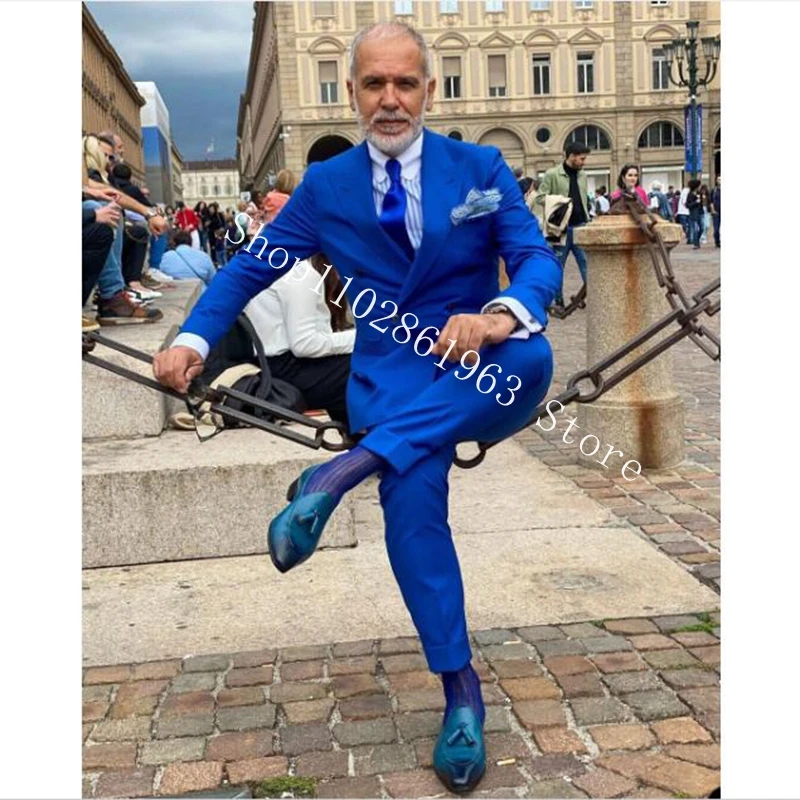 2023 New Arrival Men Suits Slim Fit Peak Lapel Double Breasted 2 Pieces Formal Business Best Men Groom Tuexdos Costume Homme