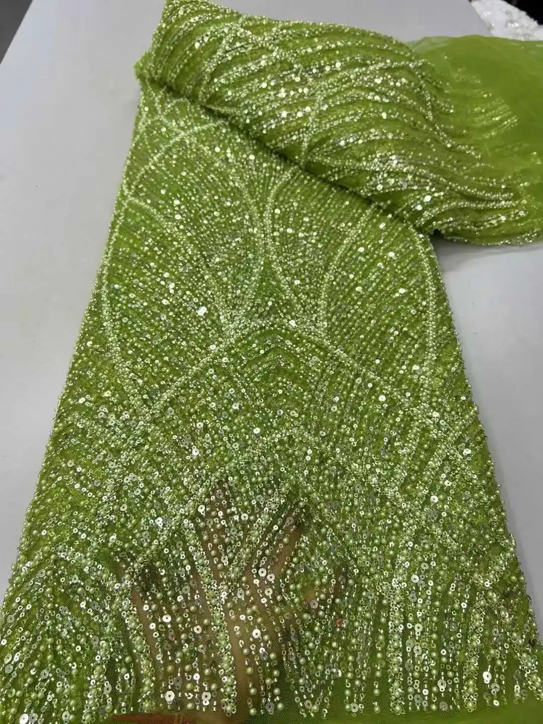 

Элитная французская сетчатая ткань с бисером и кружевом 2026: высококачественные африканские кружевные ткани с пайетками для свадебных платьев в нигерийском стиле