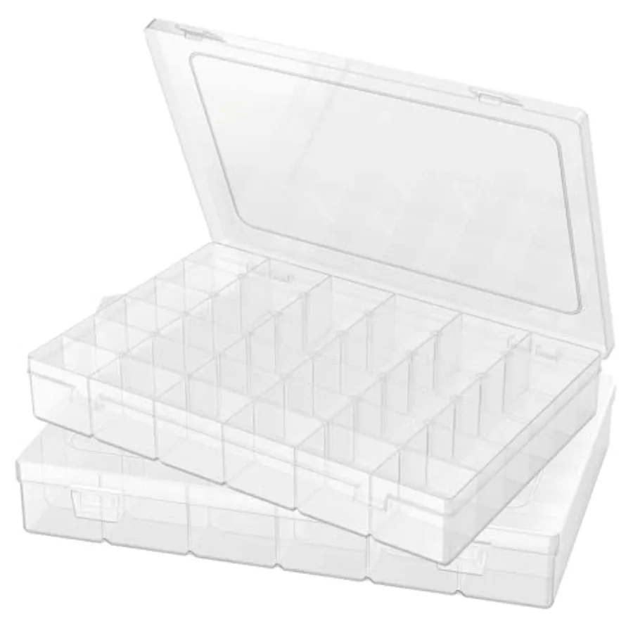 

6 Pack Plastic Organizer Container Box 36 Grids Clear Plastic Parts Organizer Box for Beads Art DIY Crafts Jewelry Fishing Tack