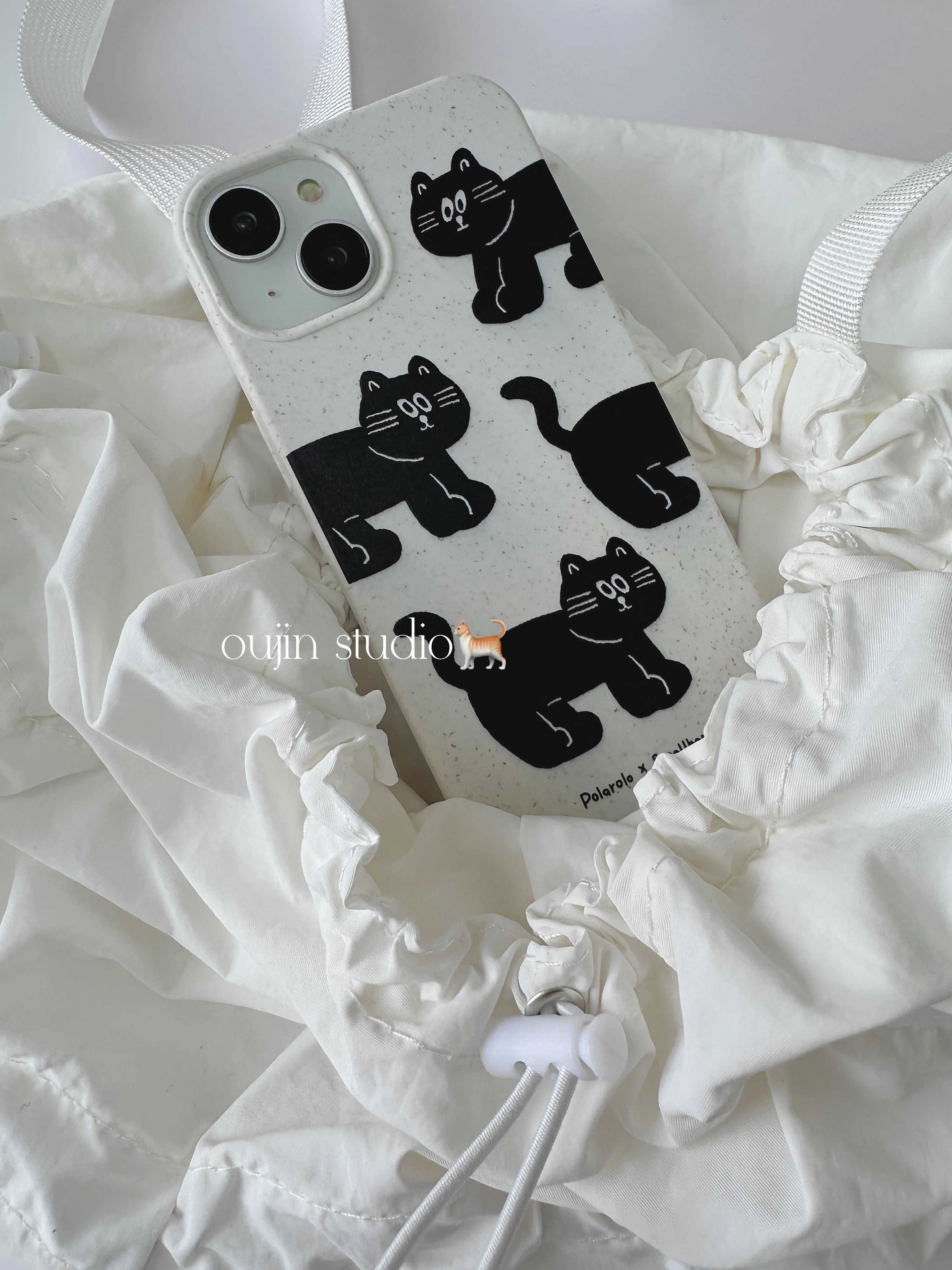 Korean ins naughty cat illustration environmentally friendly shell degradable soft shell suitable for 15/13pro/14promax/11/12/14