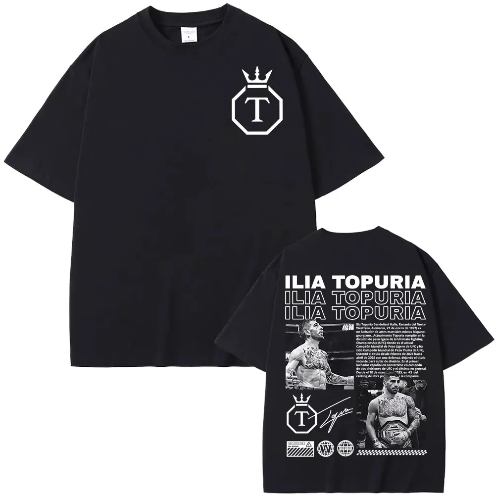 Camisetas limitadas de El Matador Ilia Topuria Merch para hombres y mujeres, camisetas informales de algodón de alta calidad, camiseta Retro de moda de gran tamaño