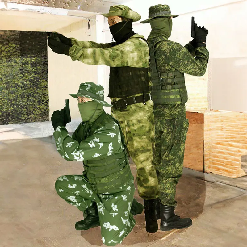 

KMX Combat Suit Set for Russian Outdoor Hunting Breathable Cover Coat Green Man White Flower Ruins CP 42 Leaf Pattern Style