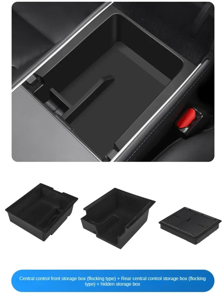 Für Tesla Modell Y 3, Mittelkonsole Lagerung Organizer Box Tablett Armlehne Versteckte Box Bins Tasse Halter Auto Innen Zubehör