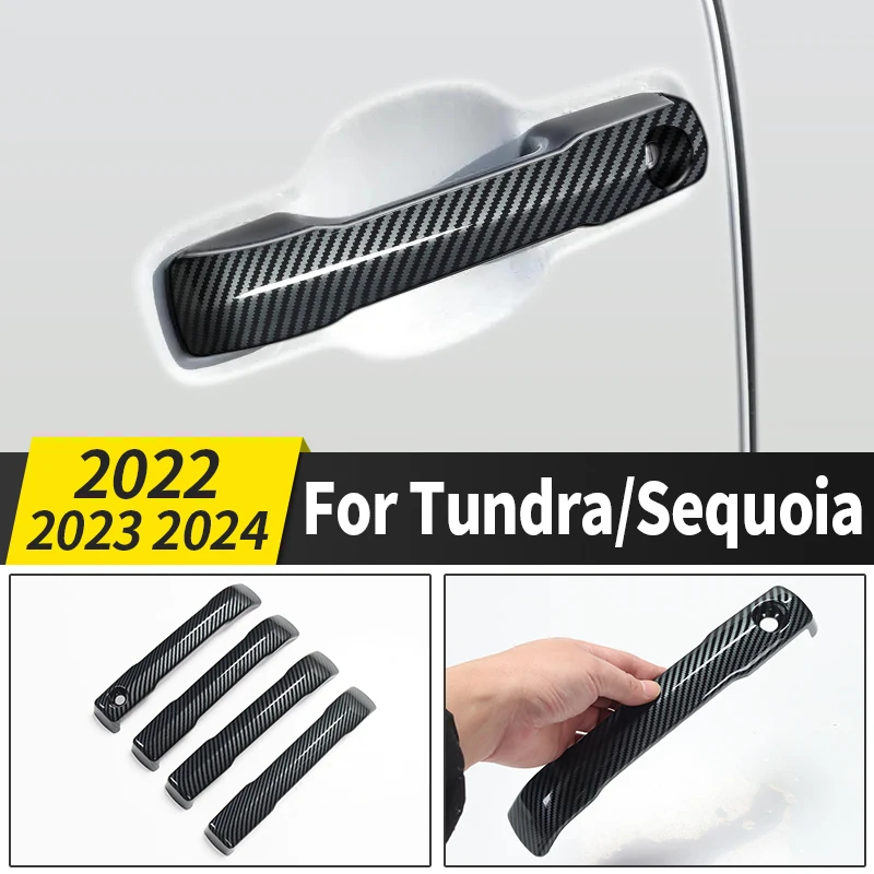 

Outside Door Handles Decoration Sticker For 2022 2023 2024 Toyota Tundra Sequoia Exterior upgraded Accessories Chrome Tuning