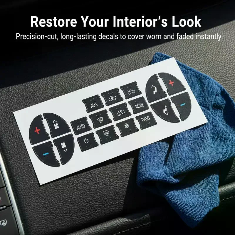 2 Sheets Central Control Dashboard Button: Stickers Car AC Label Repairing Air Conditioning