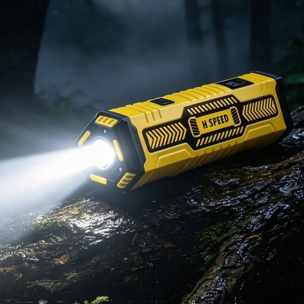 Portable LED Emergency Bright Work Light USB Rechargeable Multifunctional Power Bank Flashlight for Vehicle Maintenance Outdoor