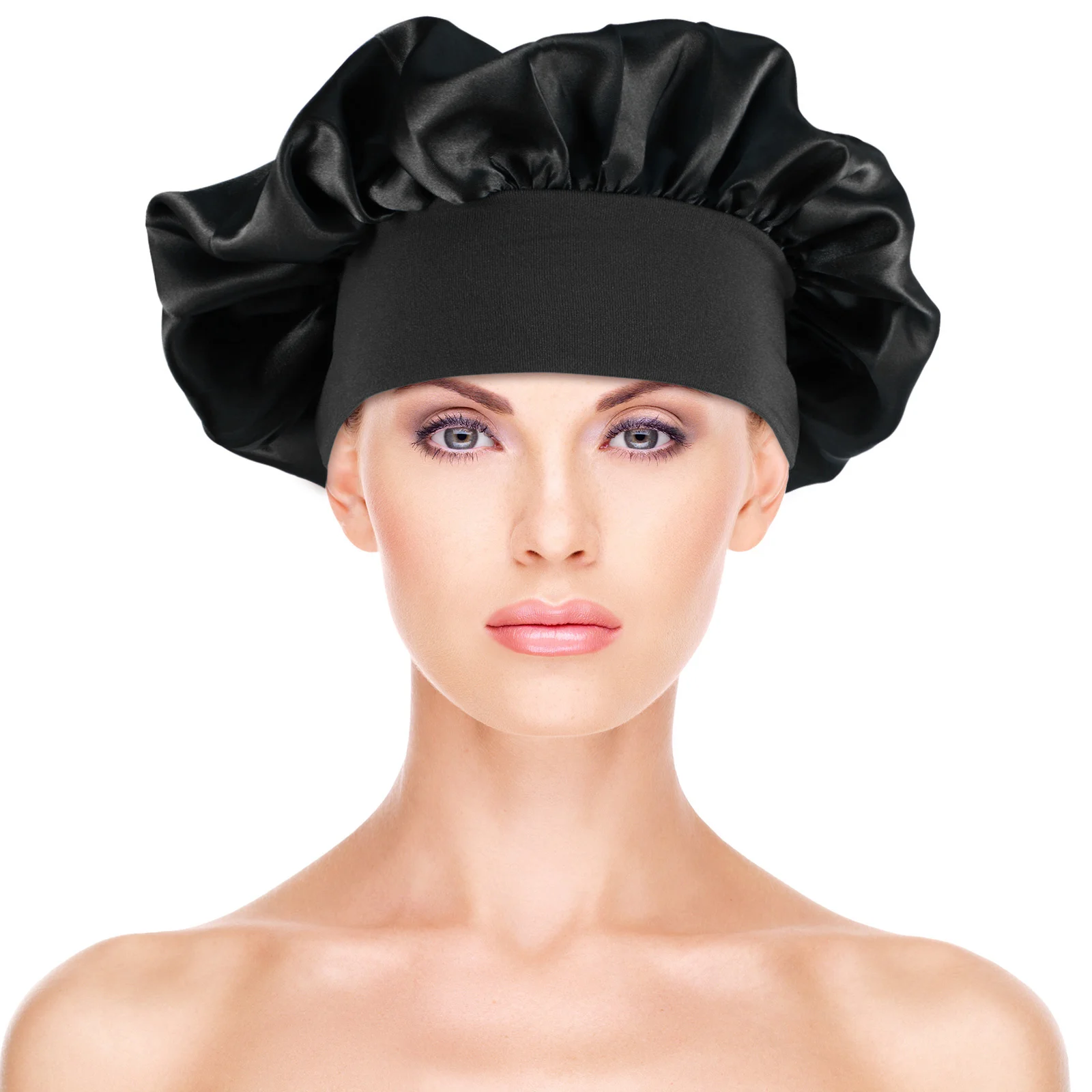 

1pc High Elastic Sleep Cap Premium Cloth Stretchable For Women Girls Wide Side Hair Protection Night Use Head Cover Sleep Hat