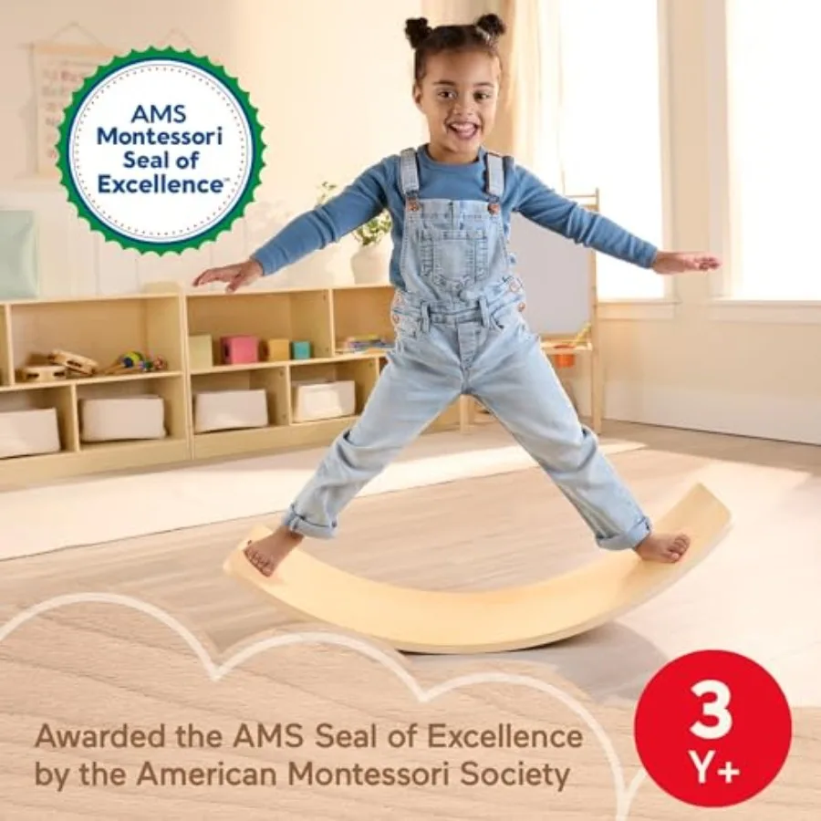 لعبة مونتيسوري الخشبية من FisherPrice لوحة توازن Rockin من جمعية مونتيسوري الأمريكية ختم التميز 31.7 بوصة مهارة حركية خشبية