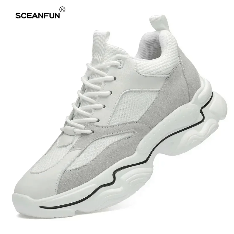 Men casual sneakers elevator shoes fashion breathable 8cm height increased shoes for man hidden heels sport lift designer