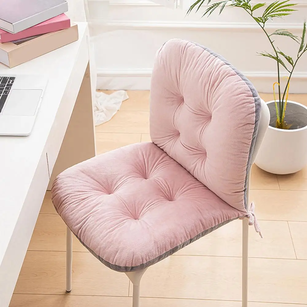 Removable Cushion Cover Breathable Seat Cushion Winter Desk Chair Cushion with Fixing Strap Anti-slip Thickened Seat Pad Soft