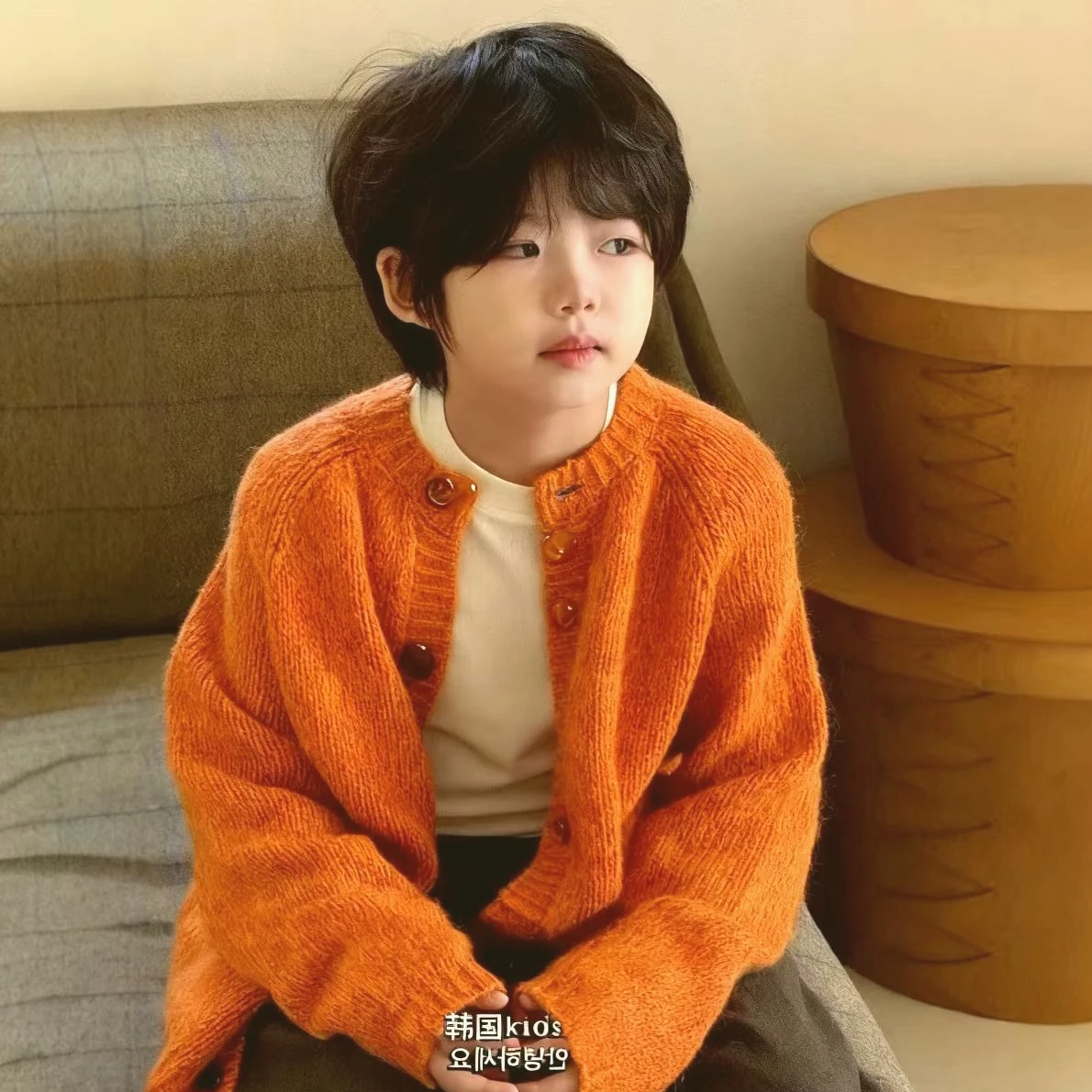 

Boys Girls Autumn Sweater 2025 New Korean Fashionable Kids Spring Fall Winter Solid Color Single Breasted Knitted Cardigan