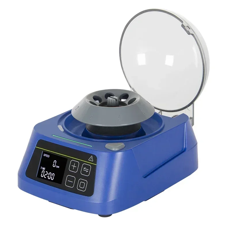 Portable, low-speed, miniature laboratory centrifuge designed for small-scale separation tasks, such as processing beauty serums