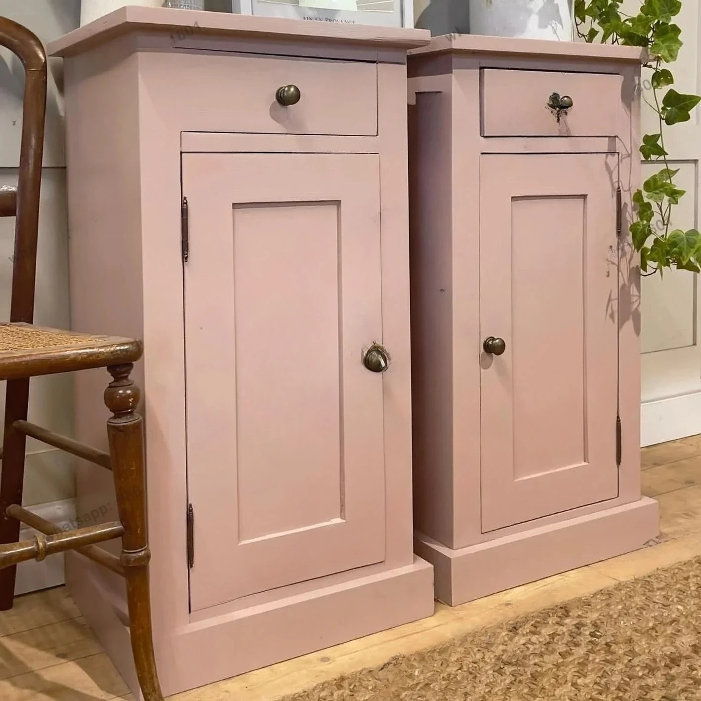 

modern simple pink solid wood bedside table, living room dining side cabinet, storage cabinet customization