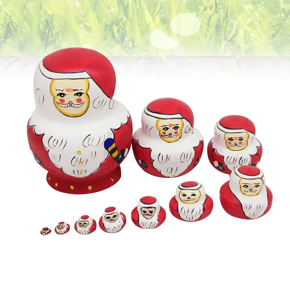 10 pçs russo nidificação papai noel boneco de neve conjunto caixas de armazenamento decorativas presente de natal coleção natal santa nidificação brinquedos
