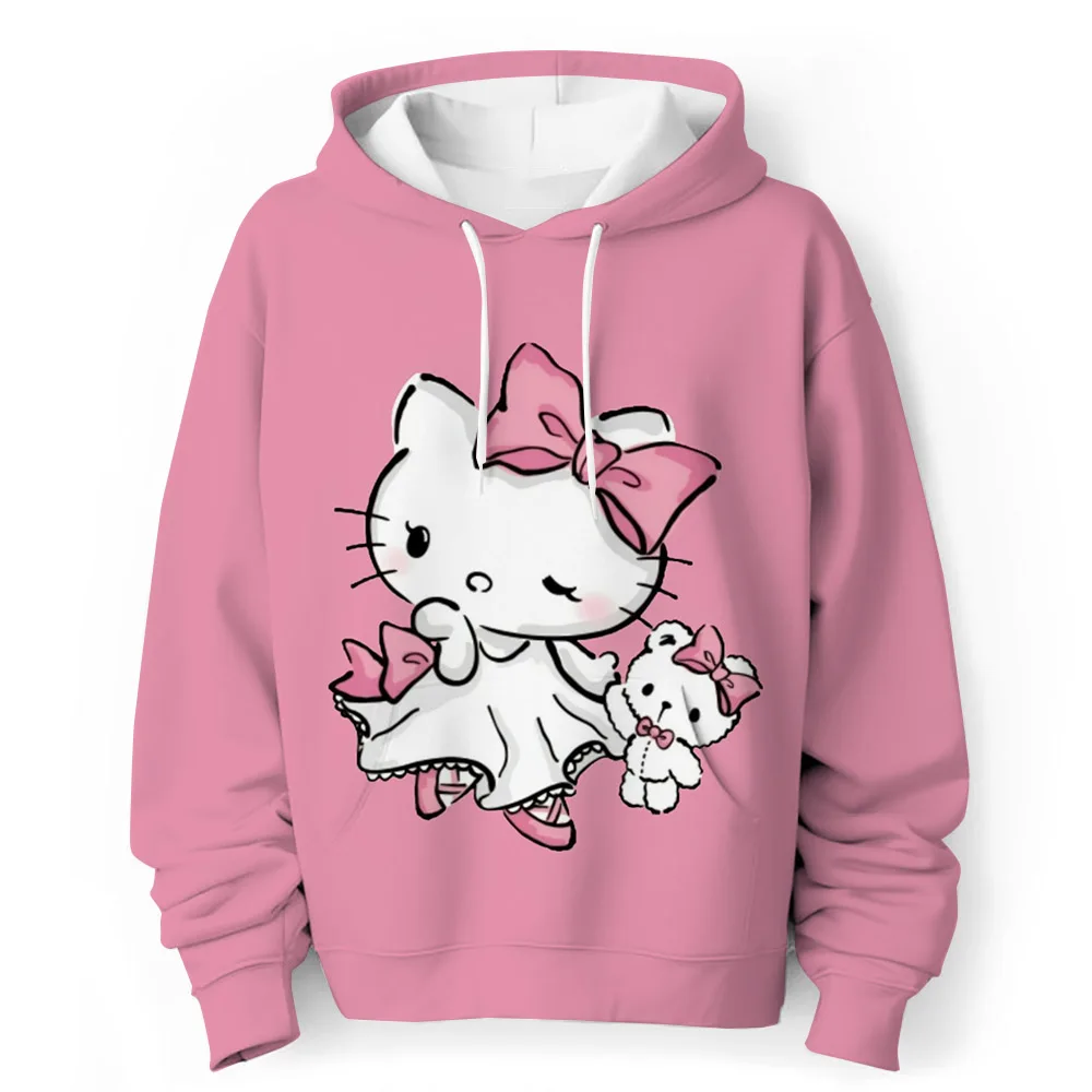 Sanrio HELLO KITTY Hoodie Children Fun Graphic Pullover Adult Kids Casual Hooded Clothing Boys Girls Fashion Trend Coat with Hat