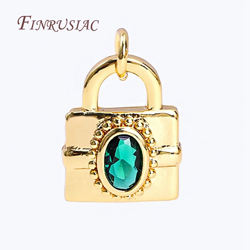 18K Gold Plated Personalized Lock Pendant,Jewelry Making Supplies,Inlaid Zircon Lock Charms,DIY Necklace Making Accessories