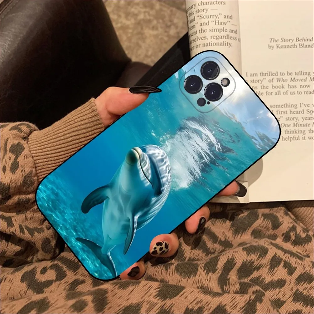 Ocean Animal Cute Dolphin Phone Case For iPhone 15 14 11 12 13 Mini Pro XS Max Cover 6 7 8 Plus X XR SE 2020 Funda Shell