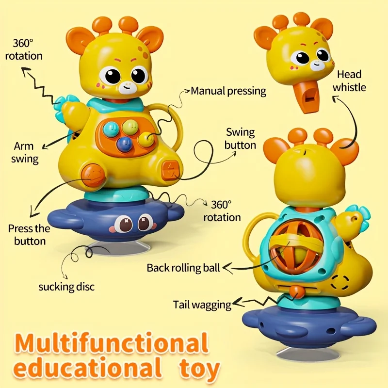 Interactive Giraffe Toy with Suction Cup, Multifunctional Sensory Learning Game , ABS - Motor Skills Development Toy