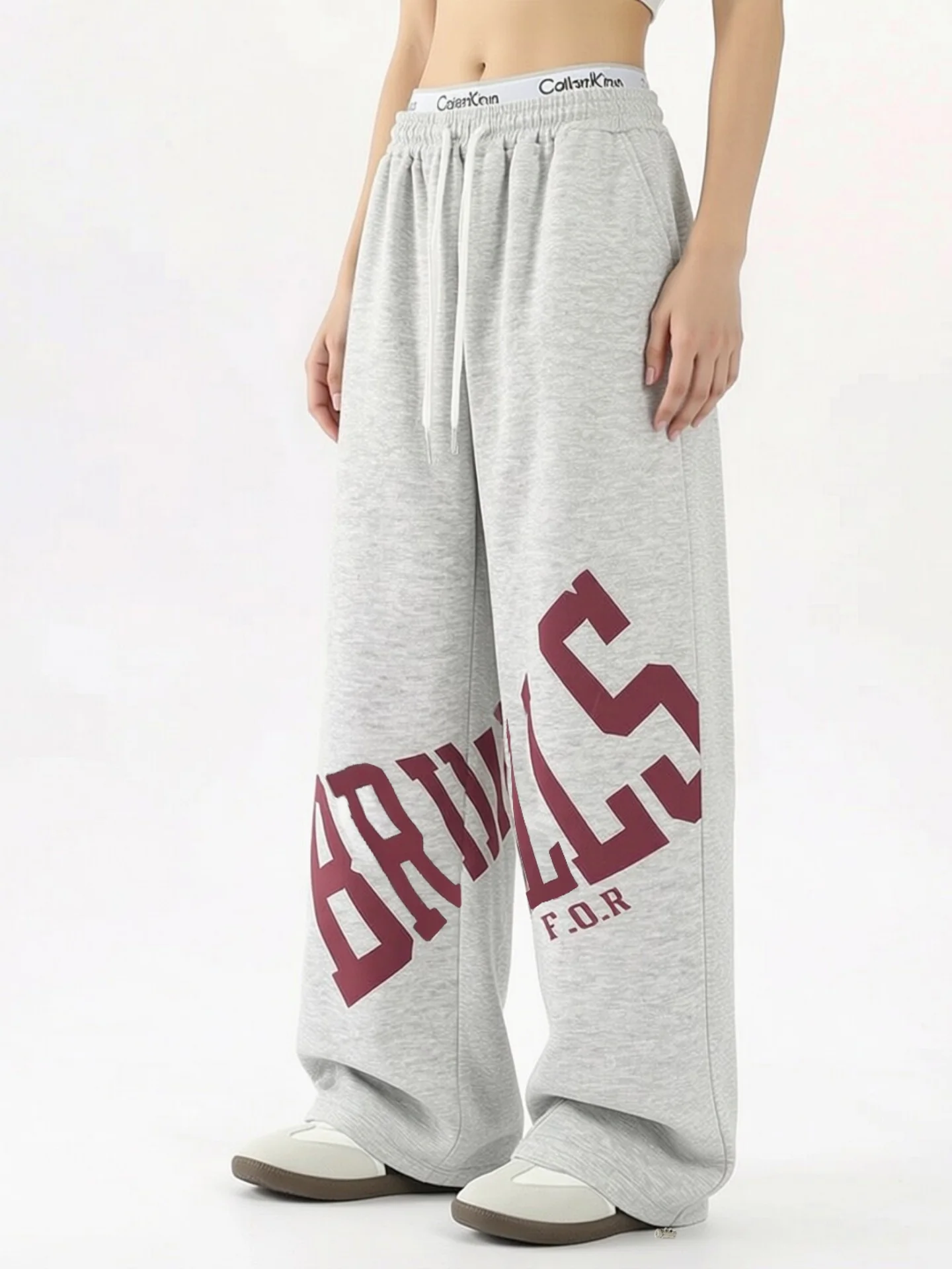 

Street Dance Trendy Brand Letter Print Sweatpants Men Women Couple American Hip Hop Casual Sports Pants Wide Leg Long Trousers