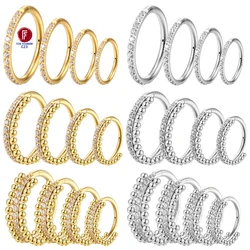 ASTM F136 Titanium Side beads Set Nose Ring Circle Cubic Hinged segment Zircon Cartilage Tragus Piercing Conch 6/8/10/12mm Hoops