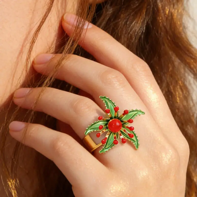 Anillos Bohemios Exagerados con Flores Multicolores para Mujer, Anillos Ajustables de Moda para Damas, Joyería de Fiesta al por Mayor