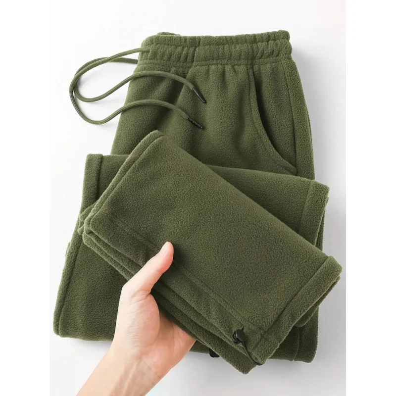 Vintage Thick Winter Casual Fleece Pants Men Wide leg Baggy Warm Sweatpants Male Drawing Jogger Pants Falls Trousers