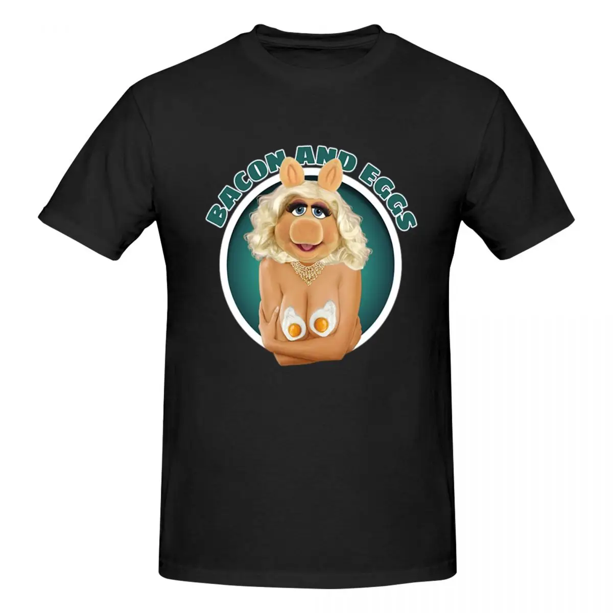 Miss Piggy Men T-Shirt Fashion Oversized T Shirts Men's Round Neck Cotton Tees Short Summer Male