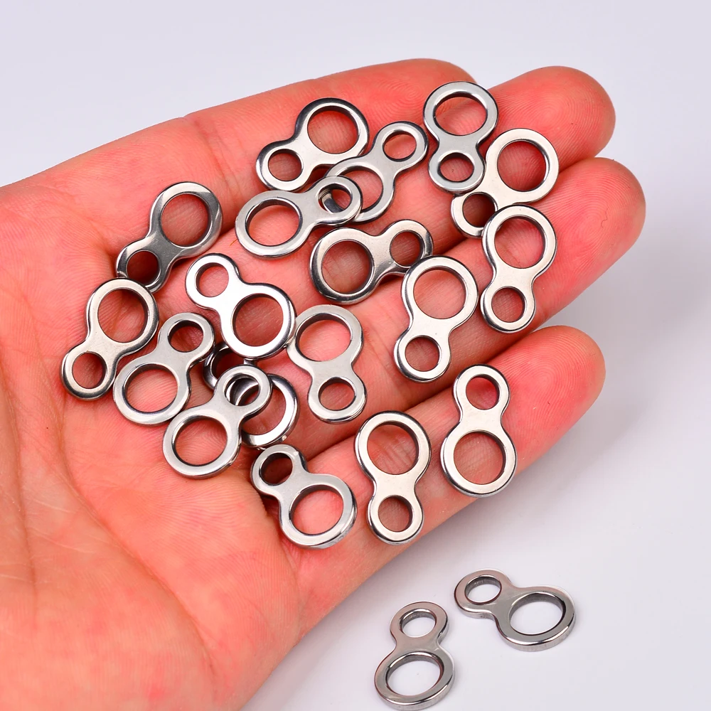 PROBEROS 20 قطعة ثمانية الشكل حلقة موصل الصيد كليب قارب من الفولاذ المقاوم للصدأ إغراء السحابة مقاطع الفضة
