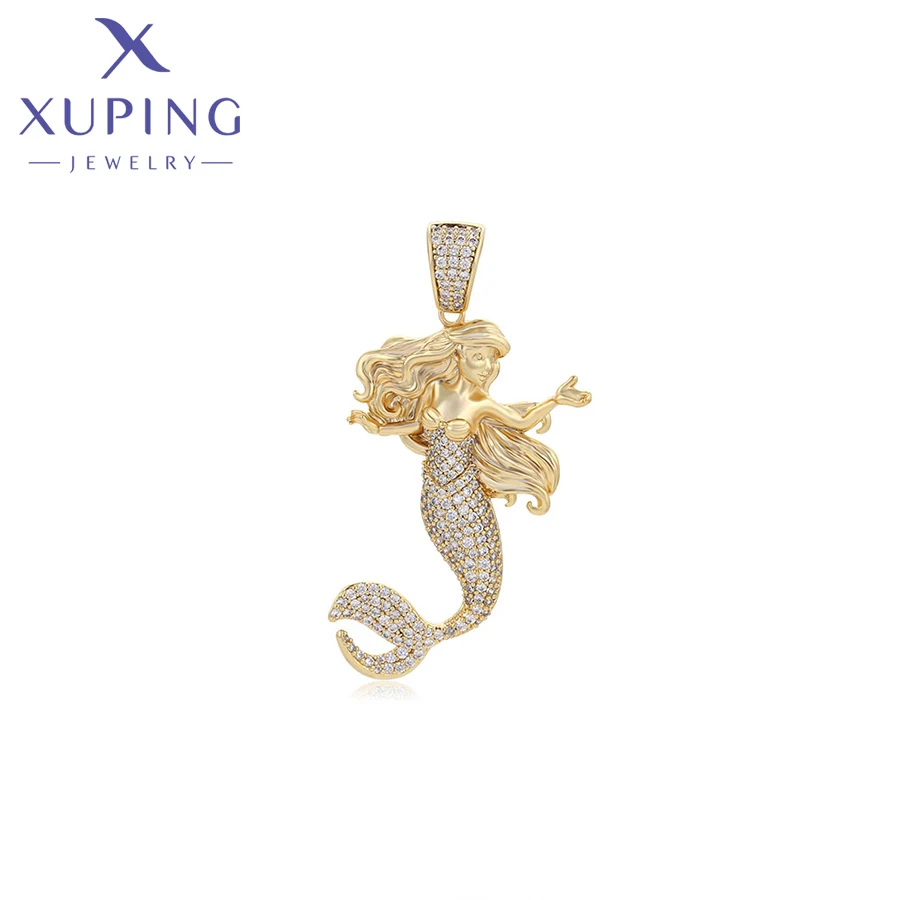 Xuping Jewelry Fish Pendant Beauty Charm Pendant Necklace of Light Gold Color for Wome Ladies Party Gift X000844658