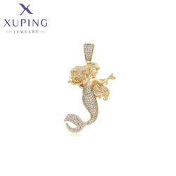 Xuping Jewelry Fish Pendant Beauty Charm Pendant Necklace of Light Gold Color for Wome Ladies Party Gift X000844658