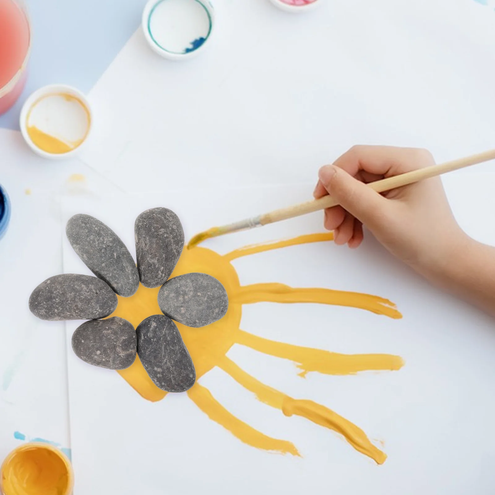 

6Pcs Painting Rocks Smooth Surface DIY Pebble Stones Arts Crafts Supplies Rocks for Painting Bulk Creativity Kindness Stones
