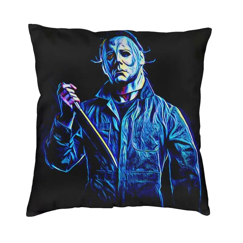 Fashion Michael Myers Cushion Covers 45x45 Velvet Halloween Horror Movie Pillow Case for Sofa Square Pillowcase Decoration