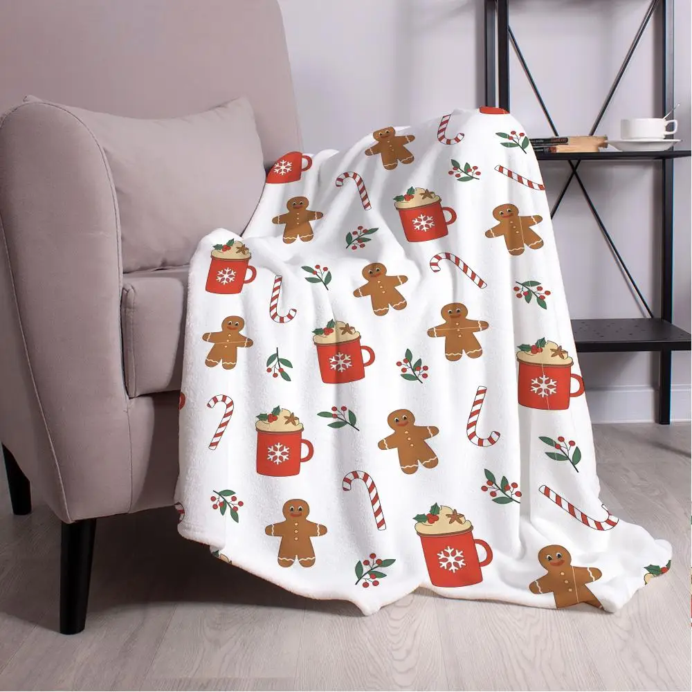

Christmas Candy Canes Throw Blanket Aesthetic Art Flannel Blanket Portable Home Travel Camping Sofa Picnic Thickening Flannel B