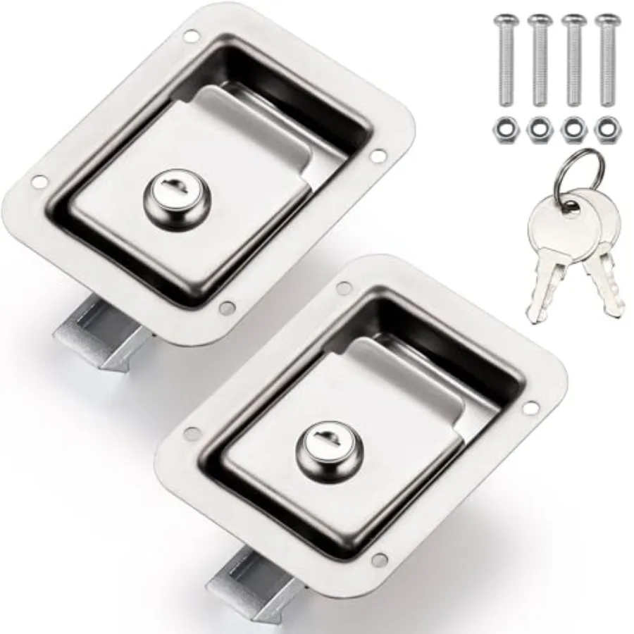 

Truck Tool Box Lock Replacement kit, 2PCS 304 Stainless Steel Locking Paddle Latch, Truck Bed Toolbox Handle, Trailer Door, RV,