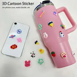 4 sztuk/paczka DIY dekoracja naklejki na kubki na wodę twarda spoina miękka gumowa lodówka 3D Cartoon naklejki akcesoria zabawkowe losowy styl