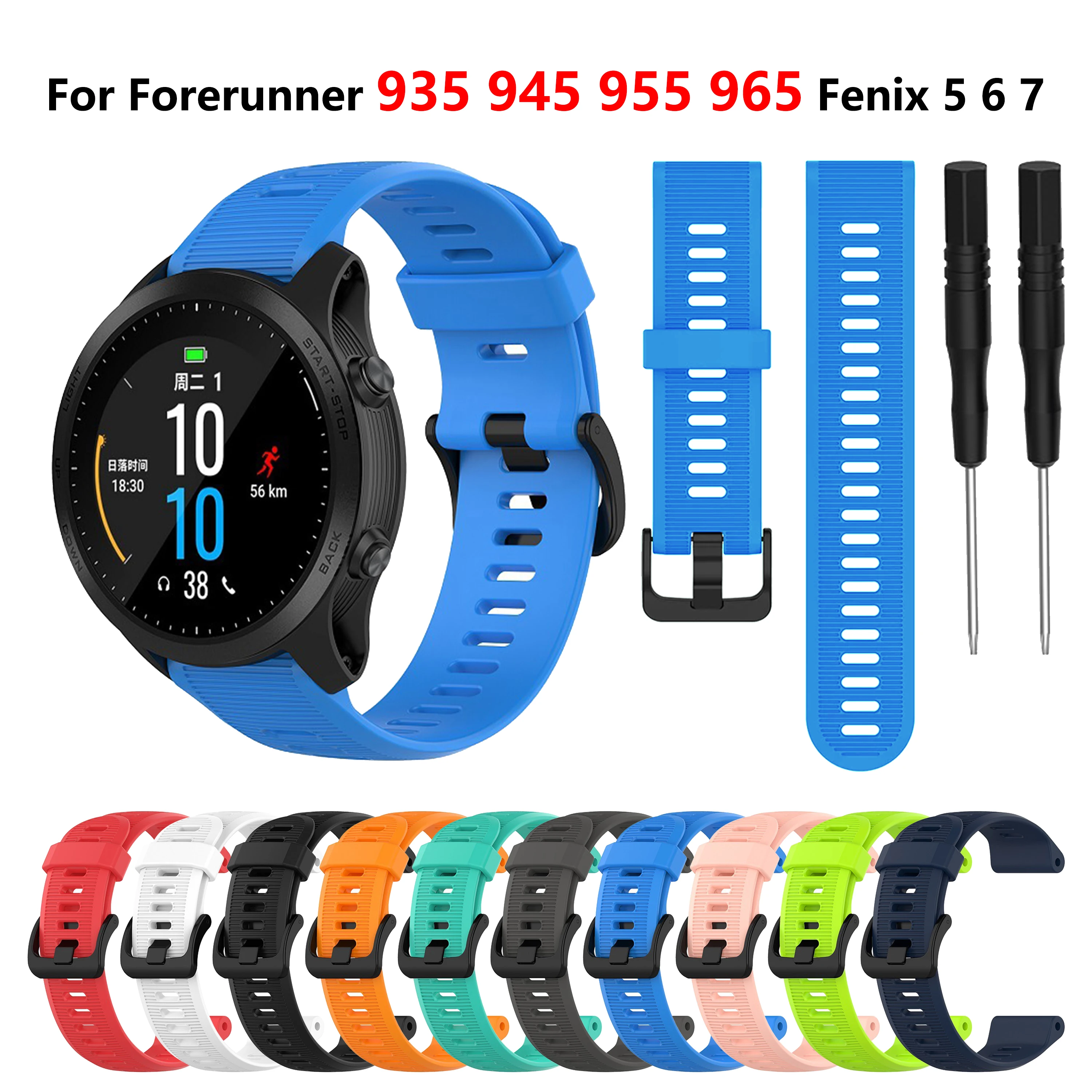 Cinturino per orologio in Silicone per Garmin Forerunner 935 945 955 965 Smart wacth band 22mm cinturino per orologio per fenix 7 6 5 S62 Gen 2 correa