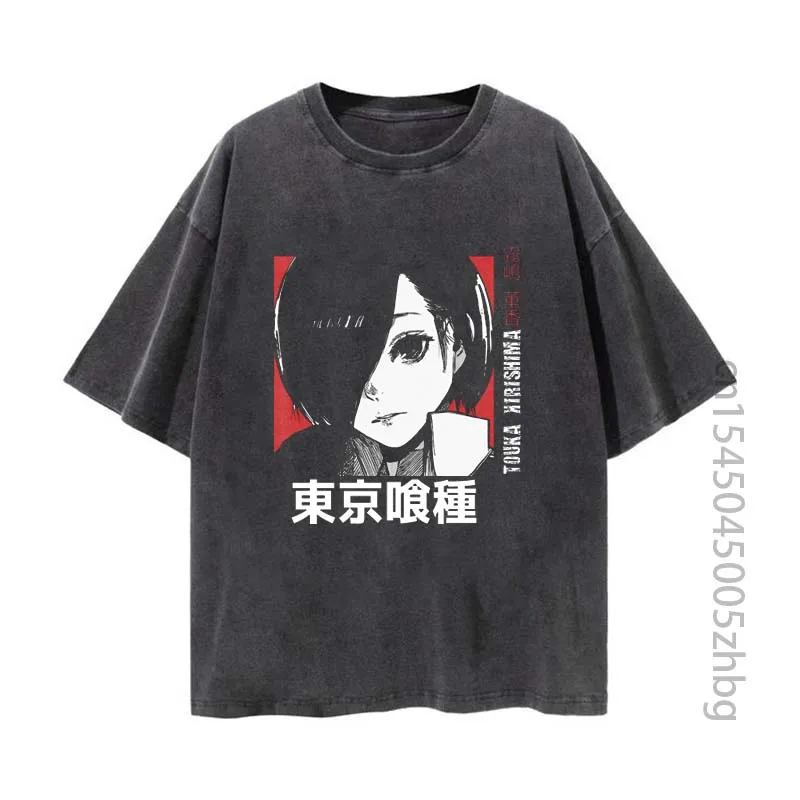 

Touka Kirishima Anime Woman Shirt Streetwear Harajuku Vintage Distressed Tshirt Manga Graphic T Shirt Men Tops Tees