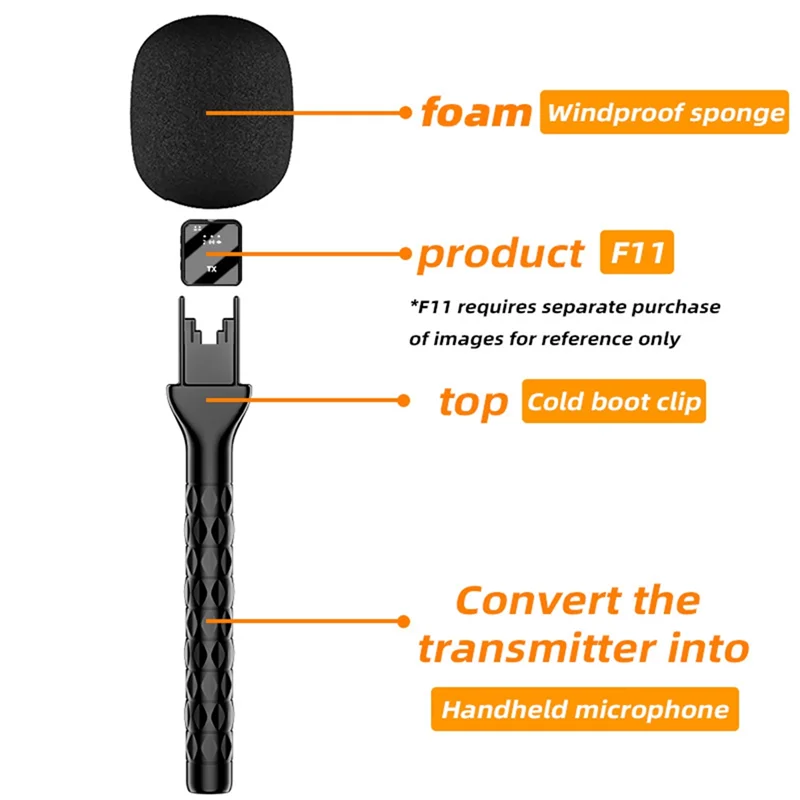 M16K-Handheld Wireless Interview Microphone Adapter For Rode GO II For DJI Mic 1 2 Wireless Lavalier Microphone