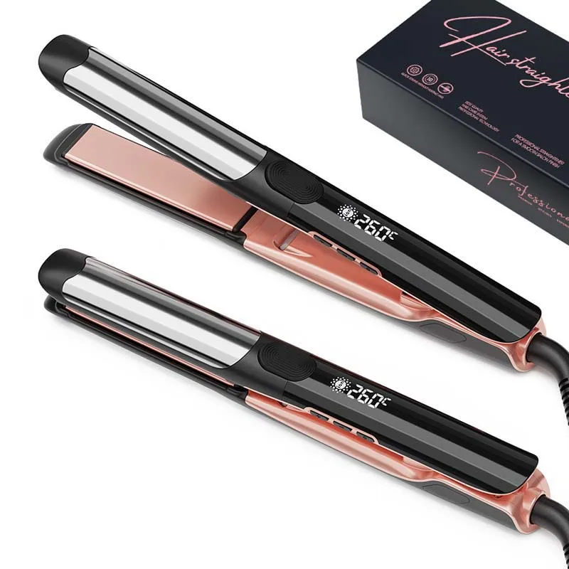 

260C Титановые пластины с отрицательными ионами, утюжок 2 в 1, вибрационный электрический керамический выпрямитель для волос, бигуди