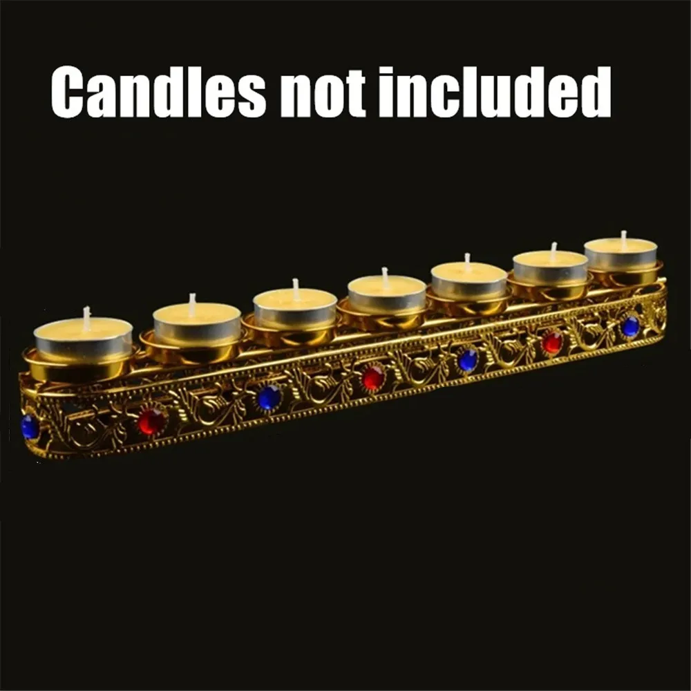 

Candle Lamp Display Stand Inlaid Gem Tantric Candlestick Buddhist Wedding Altars Indoor Desktop Decoration Candles not Included