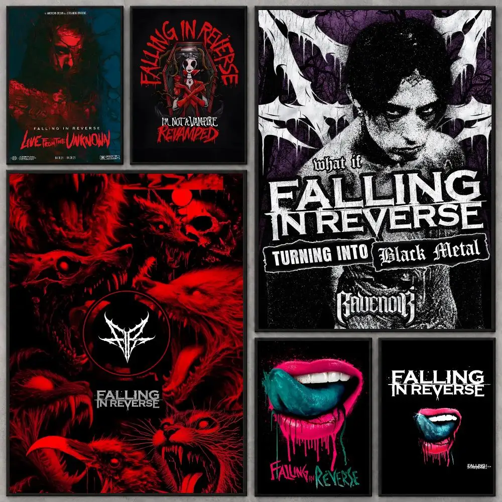 Band Falling in Reverse Poster Waterproof Peel‑and‑Stick Wall Sticker, Art Print for Bar Cafe Living Room