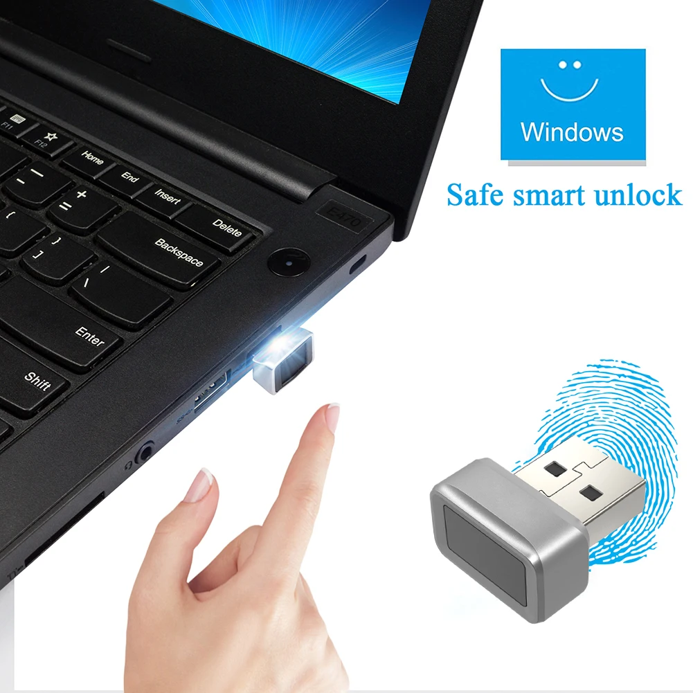 USB Fingerprint Key Reader FIDO U2F Portable Key Windows Hello Anti-Spoofing Biometric Mini Key Dongle for PC