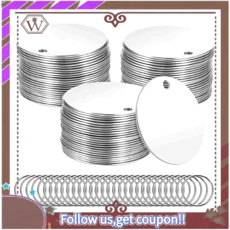 

A95D-55 шт., пустые бирки для штамповки металла-1,5-дюймовые круглые заготовки для штамповки из нержавеющей стали с отверстием, для изготовления ювелирных изделий своими руками