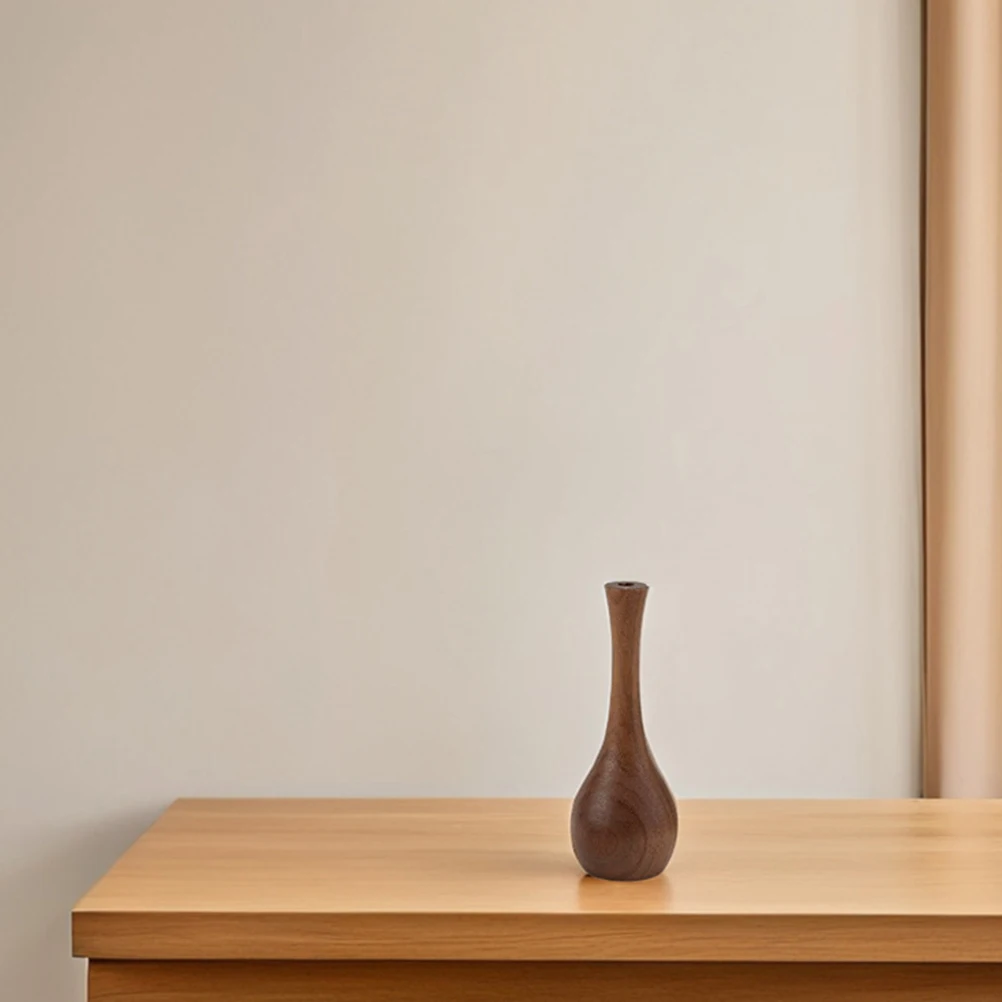 

1pcs Flower Vase Minimalist Decor Handmade Retro Ornaments Walnut Wood Tall Floor Bud Vases Wooden Centerpieces Home Office Desk