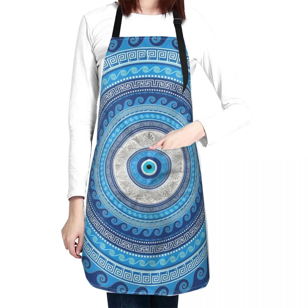 Greek Mati Mataki - Matiasma Evil Eye ornament #2 Apron Women's Dress cooks clothes For Cosmetologist Apron