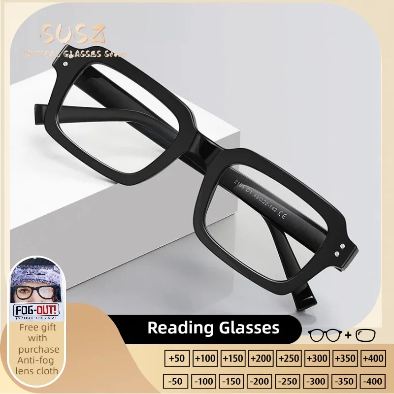 

SUSZ Personalized Retro Rectangular Women's Reading Glasses Anti Blue Light Myopia Customized Progressive Prescription Glasses