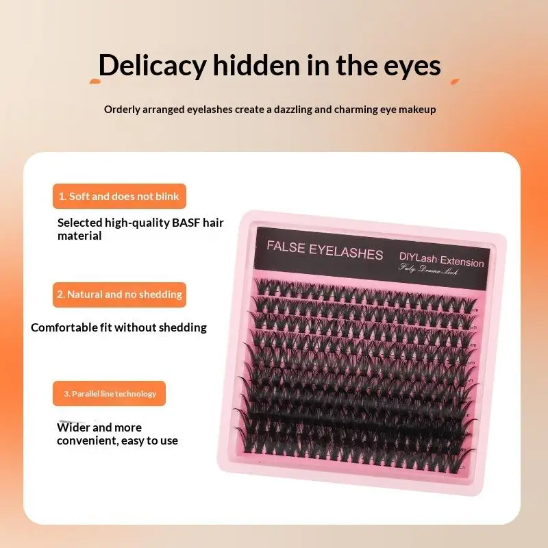 New 10Row 140 Clusters Fluffy Thick Lashes Clusters 8-16mm Mix Wispy Individual Lashes Extensions Cluster DIY False Eyelashes